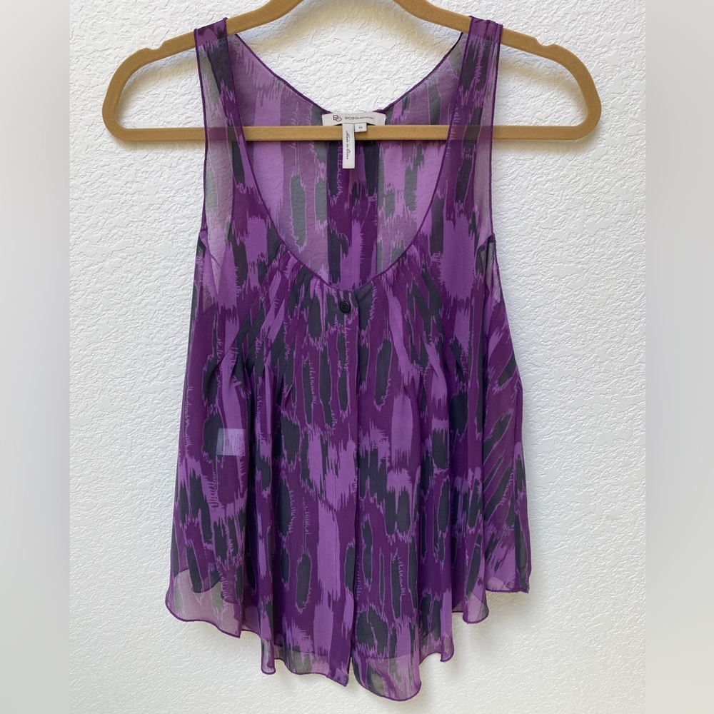 Vintage BCBGeneration Sheer Flowy Tank Top - Purple & Gray - Size XS